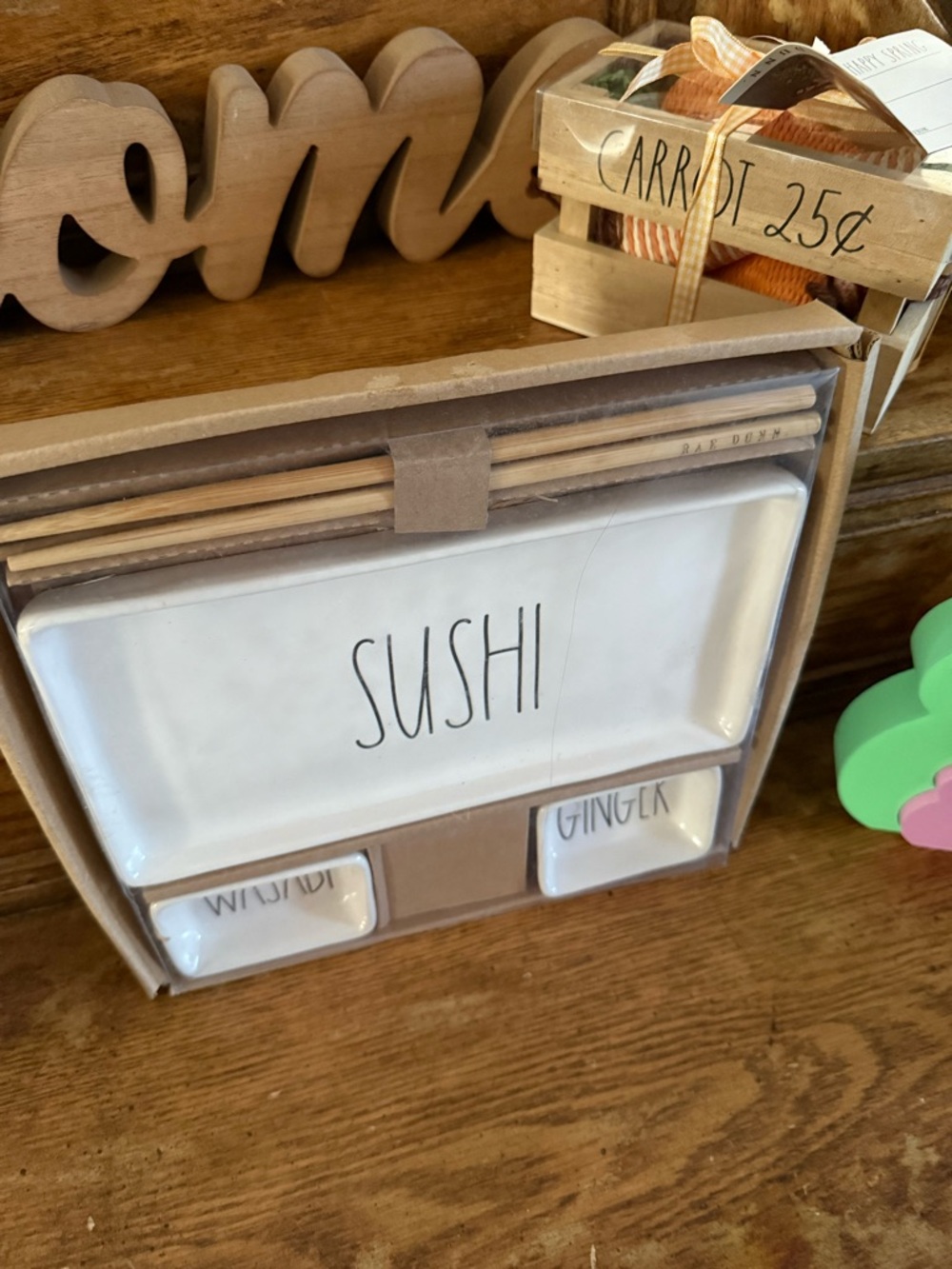 Rae Dunn White Sushi Serving Set with Chopsticks - Picture 4 of 4
